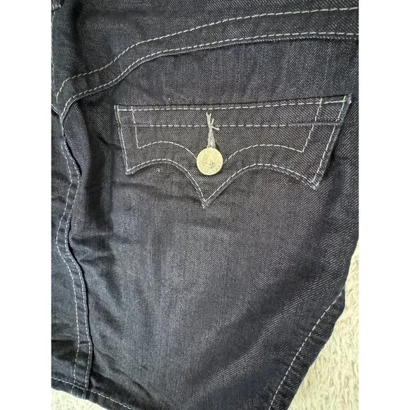 True Religion Womens Denim Mini Skirt w/Side Slit Size 28 Y2K Classic NWOT - Picture 6 of 12
